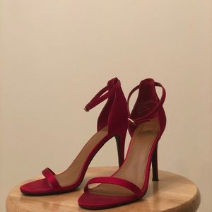14th & Union red satin strappy heels
